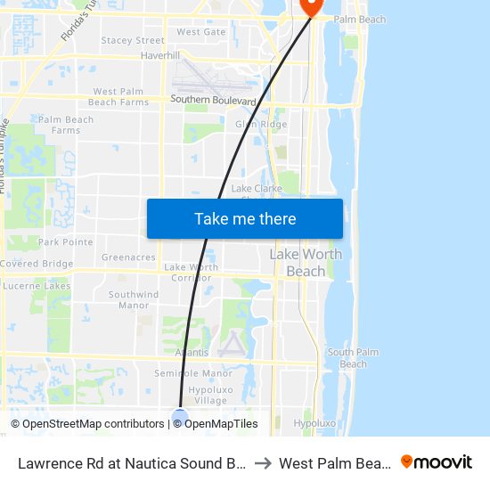 Lawrence Rd at Nautica Sound Blvd to West Palm Beach map