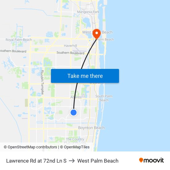 Lawrence Rd at 72nd Ln S to West Palm Beach map