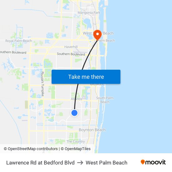 LAWRENCE RD at  BEDFORD BLVD to West Palm Beach map