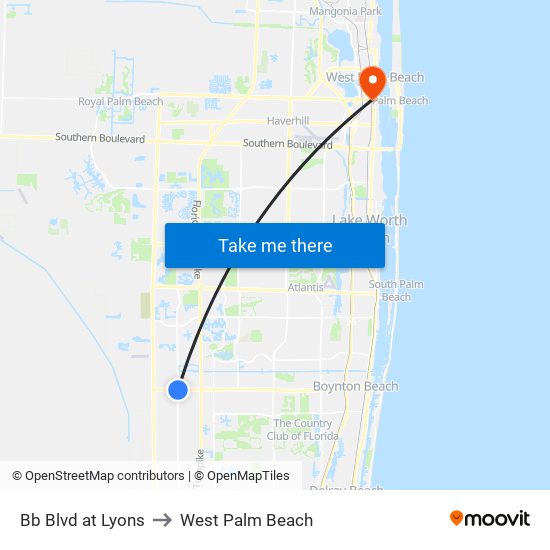 Bb Blvd at Lyons to West Palm Beach map