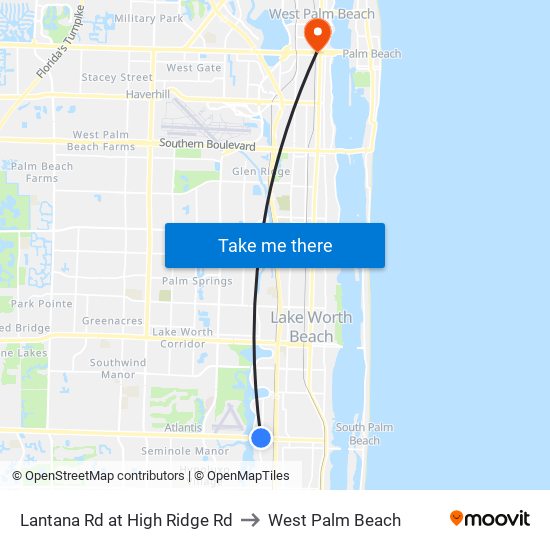 Lantana Rd at  High Ridge Rd to West Palm Beach map