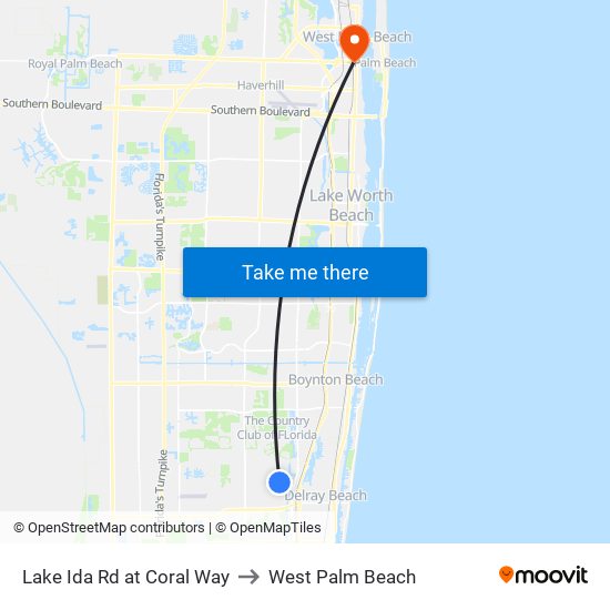 LAKE IDA RD at  CORAL WAY to West Palm Beach map