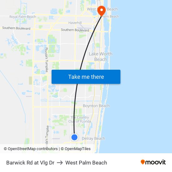 BARWICK RD at VLG DR to West Palm Beach map