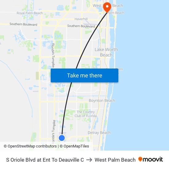 S Oriole Blvd at  Ent To Deauville C to West Palm Beach map