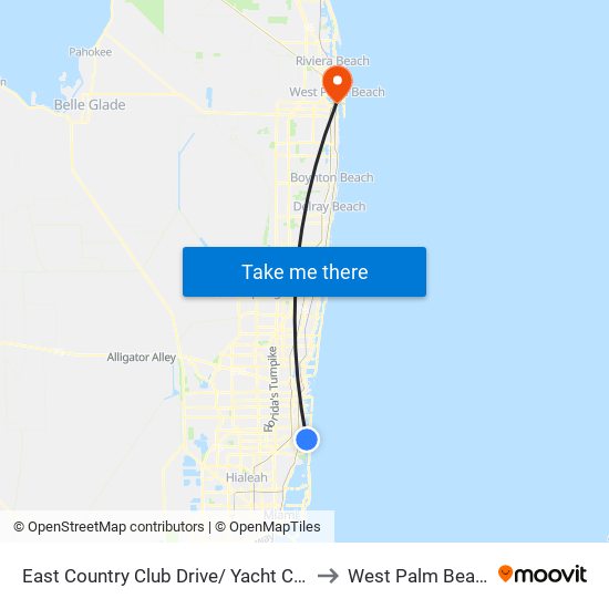 East Country Club Drive/ Yacht Club to West Palm Beach map