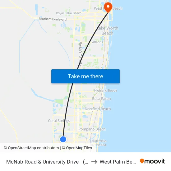 McNab Road & University Drive - (CVS) to West Palm Beach map