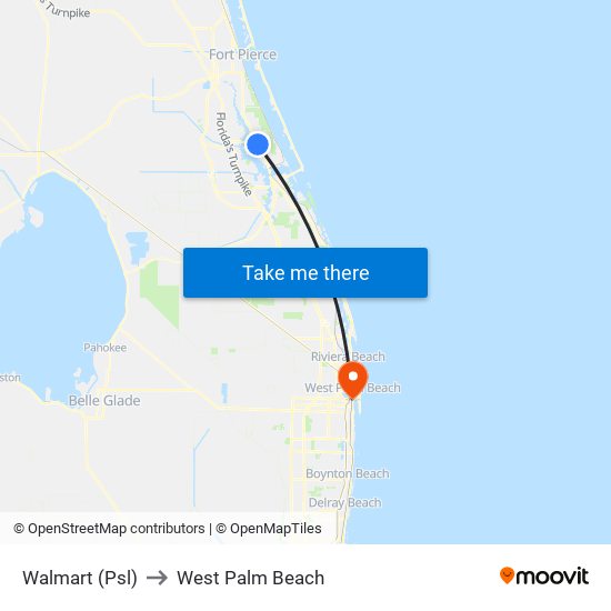 Walmart (Psl) to West Palm Beach map
