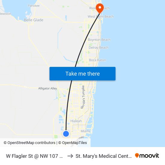 W Flagler St @ NW 107 Av to St. Mary's Medical Center map
