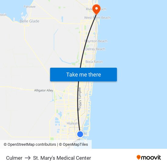 Culmer to St. Mary's Medical Center map