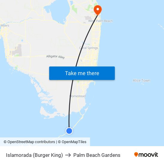 Islamorada (Burger King) to Palm Beach Gardens map