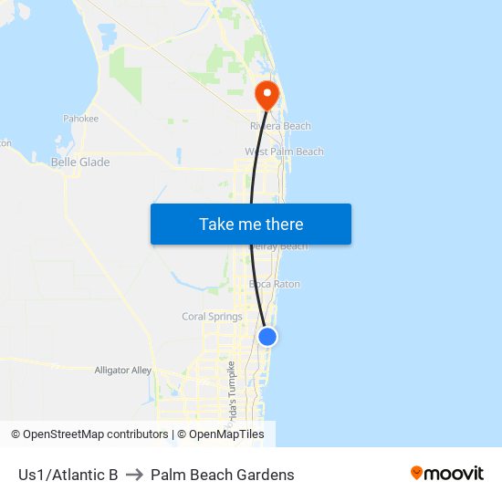 Us1/Atlantic B to Palm Beach Gardens map
