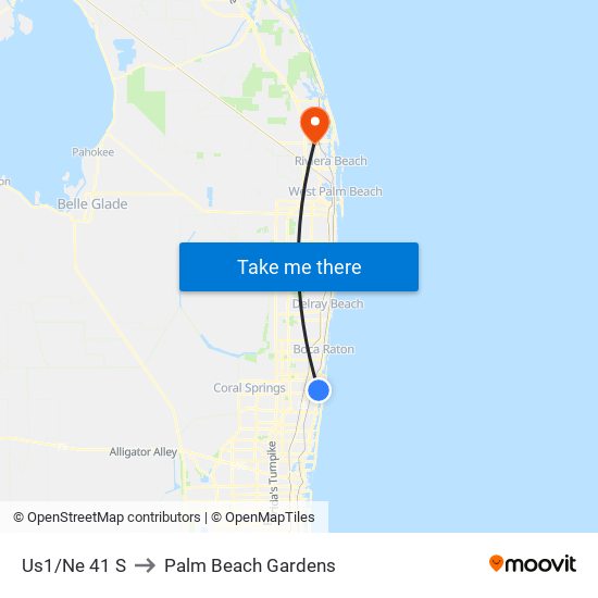 US1/NE 41 S to Palm Beach Gardens map