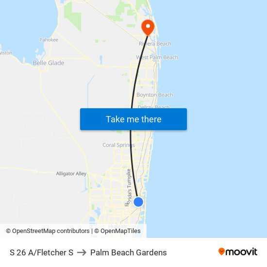 S 26 A/Fletcher S to Palm Beach Gardens map