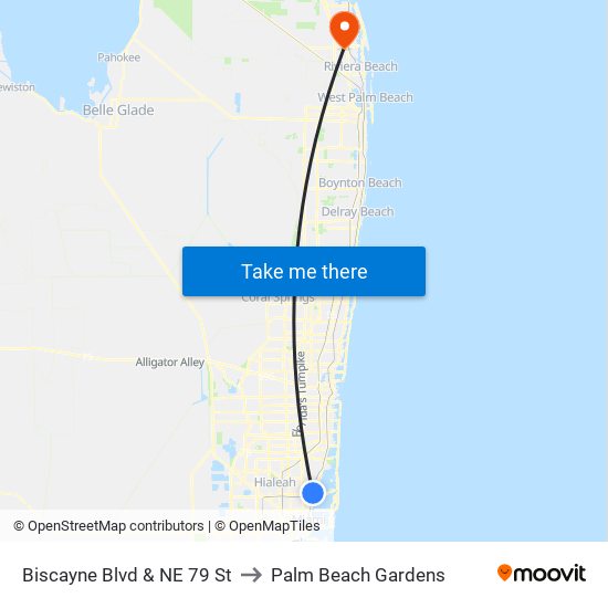 Biscayne Blvd & NE 79 St to Palm Beach Gardens map