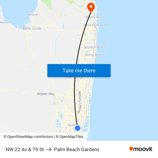 NW 22 Av & 79 St to Palm Beach Gardens map