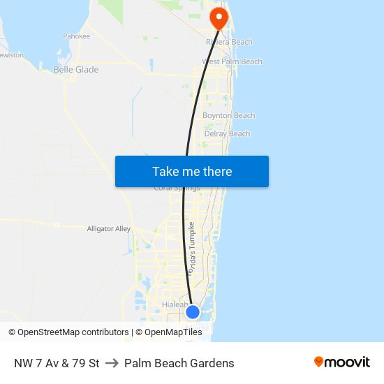 NW 7 Av & 79 St to Palm Beach Gardens map