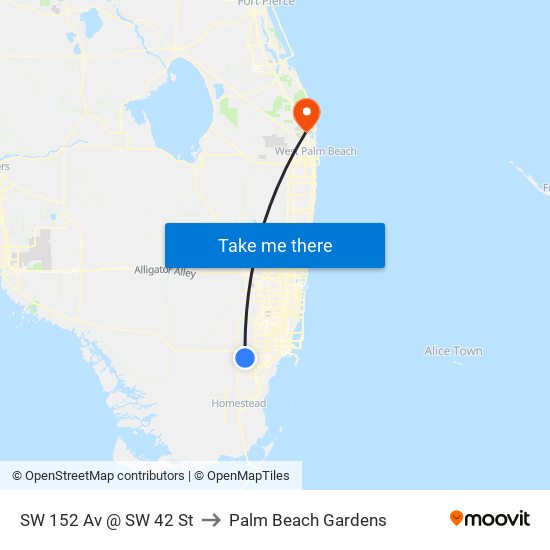 SW 152 Av @ SW 42 St to Palm Beach Gardens map