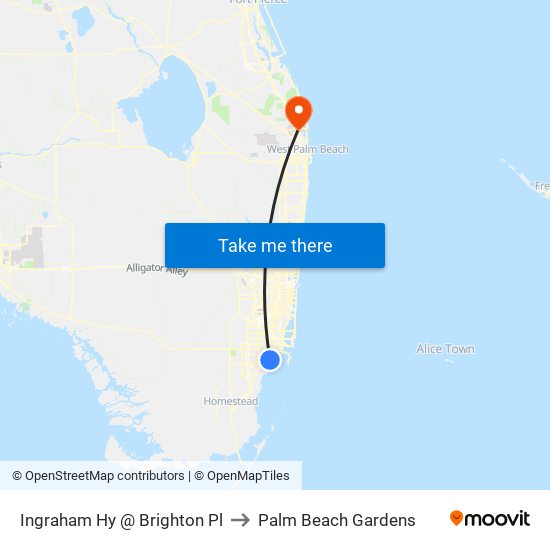 Ingraham Hy @ Brighton Pl to Palm Beach Gardens map