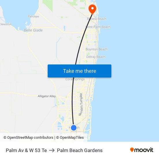 Palm Av & W 53 Te to Palm Beach Gardens map