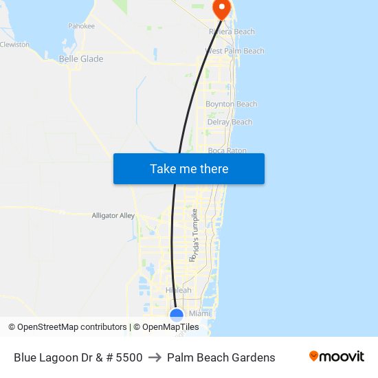 Blue Lagoon Dr & # 5500 to Palm Beach Gardens map