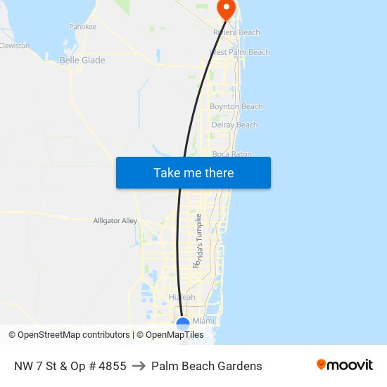 NW 7 St & Op # 4855 to Palm Beach Gardens map
