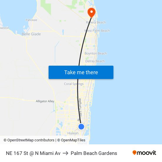 NE 167 St @ N Miami Av to Palm Beach Gardens map