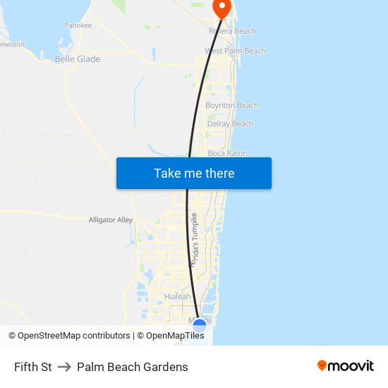 Fifth St to Palm Beach Gardens map