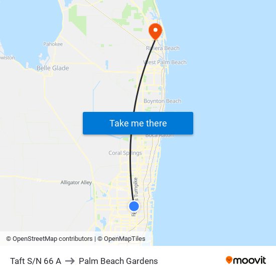 Taft S/N 66 A to Palm Beach Gardens map