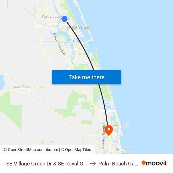 SE Village Green Dr & SE Royal Green Cir S to Palm Beach Gardens map