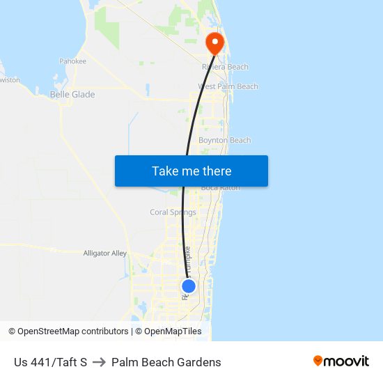 Us 441/Taft S to Palm Beach Gardens map