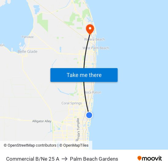 Commercial B/Ne 25 A to Palm Beach Gardens map