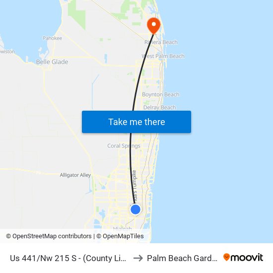 Us 441/Nw 215 S - (County Line R) to Palm Beach Gardens map