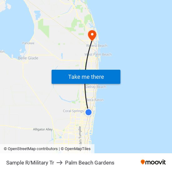 SAMPLE R/MILITARY TR to Palm Beach Gardens map