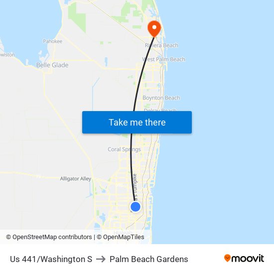 US 441/WASHINGTON S to Palm Beach Gardens map