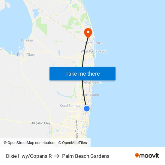 DIXIE HWY/COPANS R to Palm Beach Gardens map