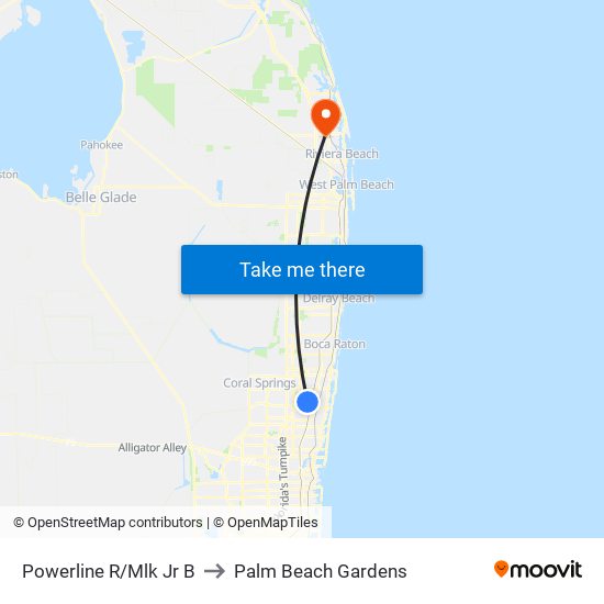Powerline R/Mlk Jr B to Palm Beach Gardens map