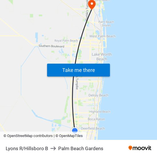 LYONS R/HILLSBORO B to Palm Beach Gardens map