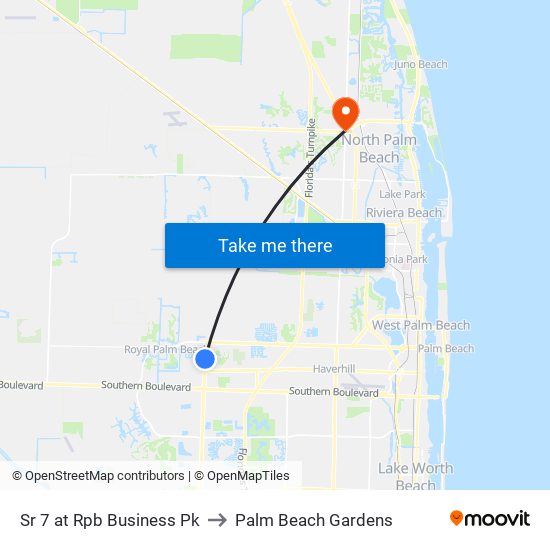 SR 7 at  RPB  BUSINESS PK to Palm Beach Gardens map