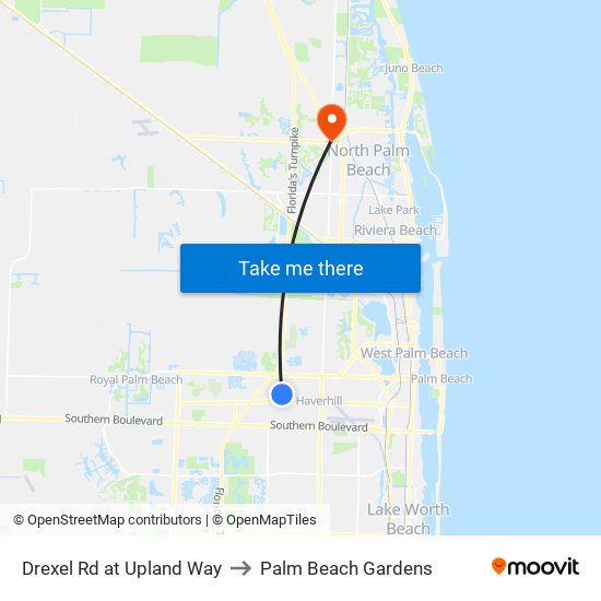 Drexel Rd at  Upland Way to Palm Beach Gardens map