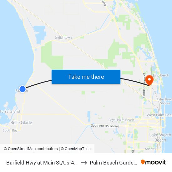 Barfield Hwy at Main St/Us-441 to Palm Beach Gardens map