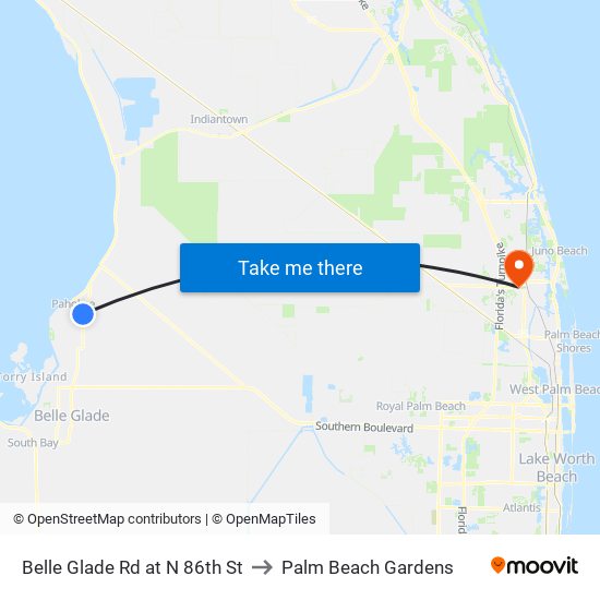 Belle Glade Rd at N 86th St to Palm Beach Gardens map