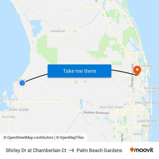 Shirley Dr at  Chamberlain Ct to Palm Beach Gardens map