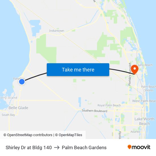 Shirley Dr at Bldg 140 to Palm Beach Gardens map