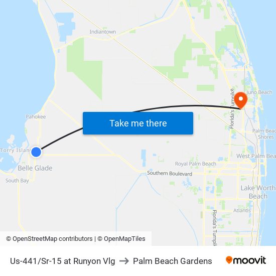 Us-441/Sr-15 at Runyon Vlg to Palm Beach Gardens map