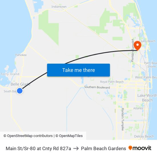 Main St/Sr-80 at Cnty Rd 827a to Palm Beach Gardens map