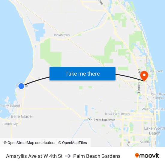 Amaryllis  Ave at W 4th St to Palm Beach Gardens map
