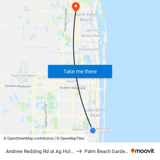 Andrew Redding Rd at Ag Holley to Palm Beach Gardens map