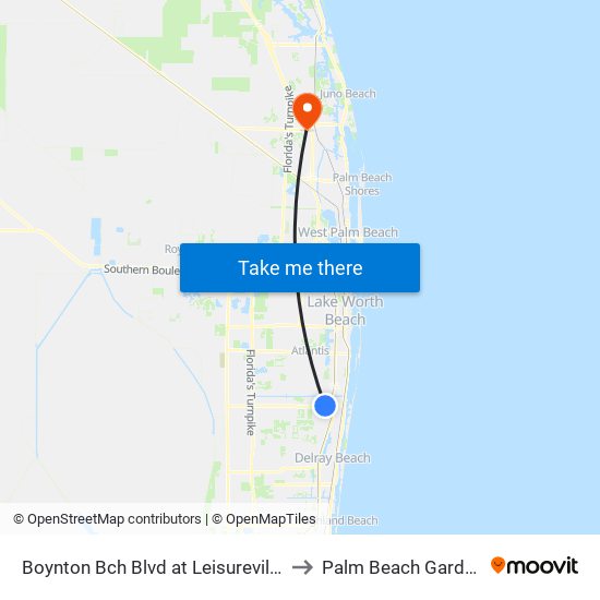 Boynton Bch Blvd at  Leisureville Bl to Palm Beach Gardens map