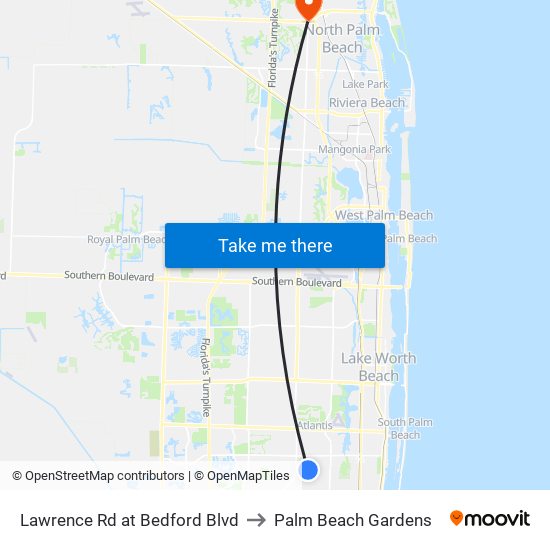 Lawrence Rd at  Bedford Blvd to Palm Beach Gardens map