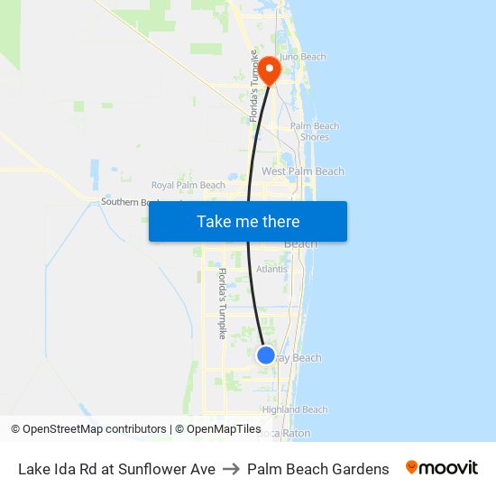 LAKE IDA RD at SUNFLOWER AVE to Palm Beach Gardens map